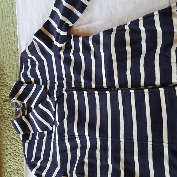 Talbots Navy Blue and White Striped Lightweight Cotton Jacket, NWT, Size M - Picture 3 of 6